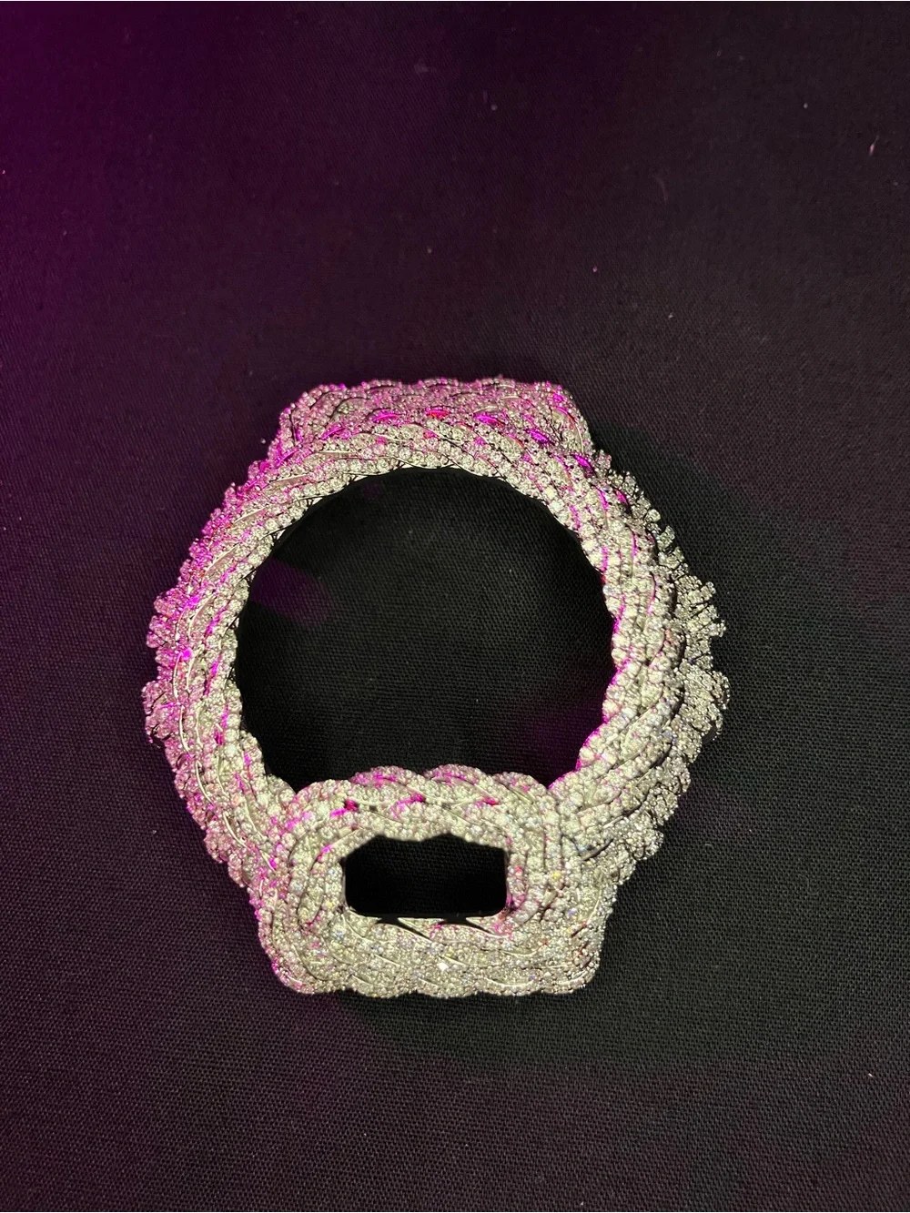 G Shock Moissanite Iced Out Bezel Silver DW-6900